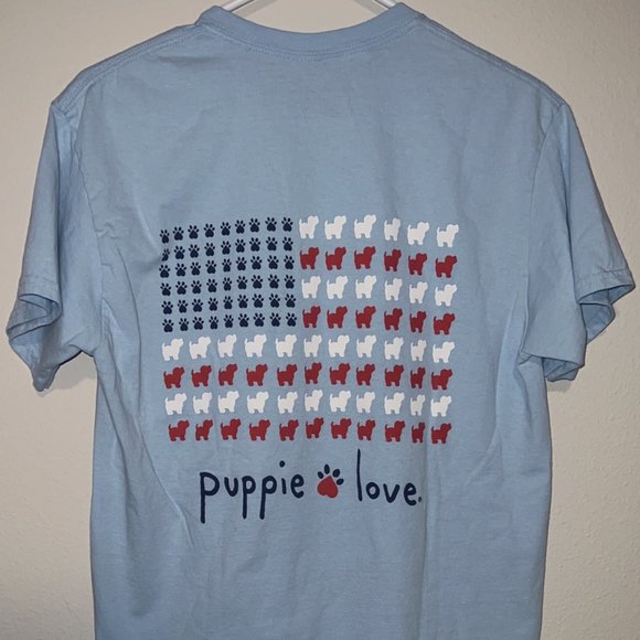 Light Blue USA Puppy Love T Shirt Medium ( Like New ) - Picture 1 of 3